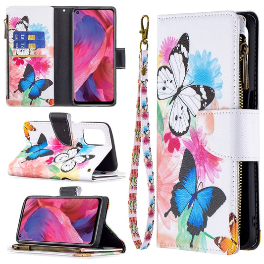 For OPPO A74 5G/A93 5G/A54 5G Colored Drawing Pattern Zipper Horizontal Flip Leather Case with Holder & Card Slots & Wallet(Two Butterflies) - OPPO & vivo Accessories by buy2fix | Online Shopping UK | buy2fix