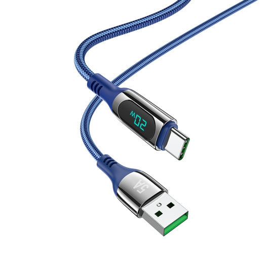 hoco S51 5A Type-C / USB-C Digital Display Charging Data Cable, Length: 1.2m(Blue) - USB-C & Type-C Cable by hoco | Online Shopping UK | buy2fix