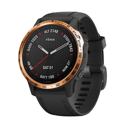 For Garmin Fenix 6s/ 6s Pro/6s Sapphire Smart Watch Steel Bezel Ring, A Version(Rose Gold Ring Black Letter) - Smart Wear by buy2fix | Online Shopping UK | buy2fix