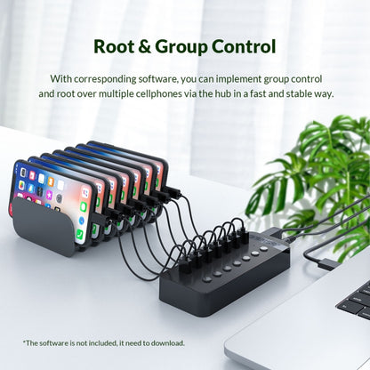 ORICO CT2U3-7AB-BK 7 In 1 Plastic Stripes Multi-Port USB HUB with Individual Switches, US Plug(Black) -  by ORICO | Online Shopping UK | buy2fix