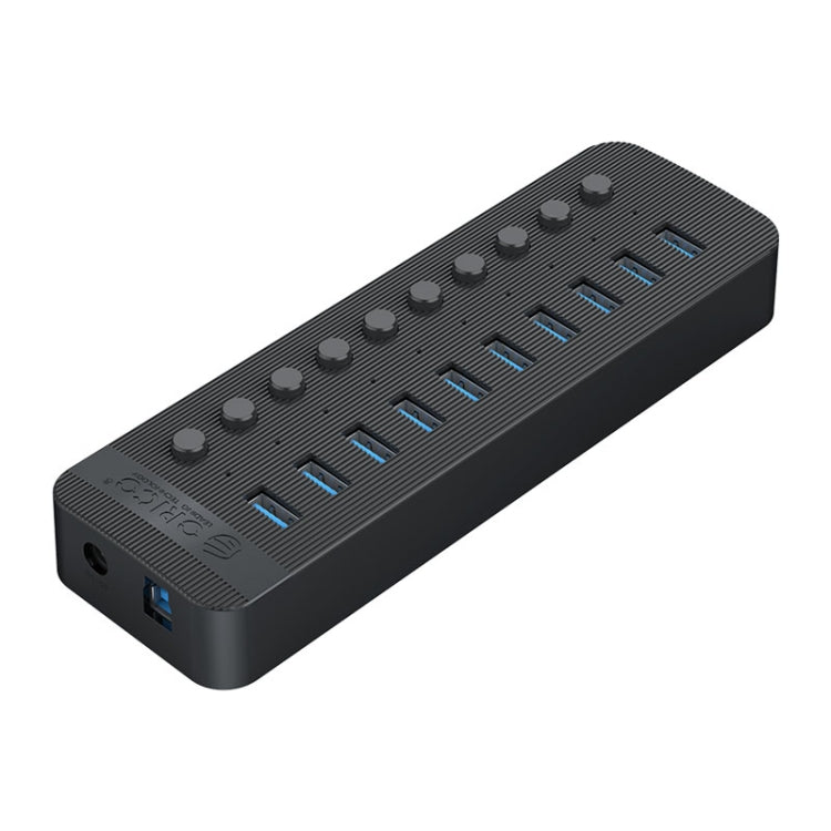 ORICO CT2U3-10AB-BK 10 In 1 Plastic Stripes Multi-Port USB HUB with Individual Switches, UK Plug(Black) - USB 3.0 HUB by ORICO | Online Shopping UK | buy2fix