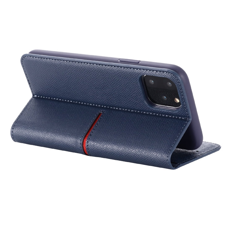 For iPhone 11 Pro Max GEBEI Top-grain Leather Horizontal Flip Protective Case with Holder & Card Slots & Wallet & Photo Frame(Blue) - iPhone 11 Pro Max Cases by GEBEI | Online Shopping UK | buy2fix