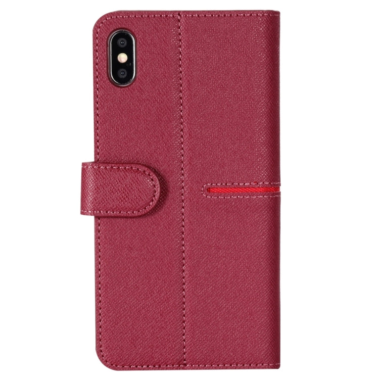 For iPhone XS / X GEBEI Top-grain Leather Horizontal Flip Protective Case with Holder & Card Slots & Wallet & Photo Frame(Red Wine) - More iPhone Cases by GEBEI | Online Shopping UK | buy2fix