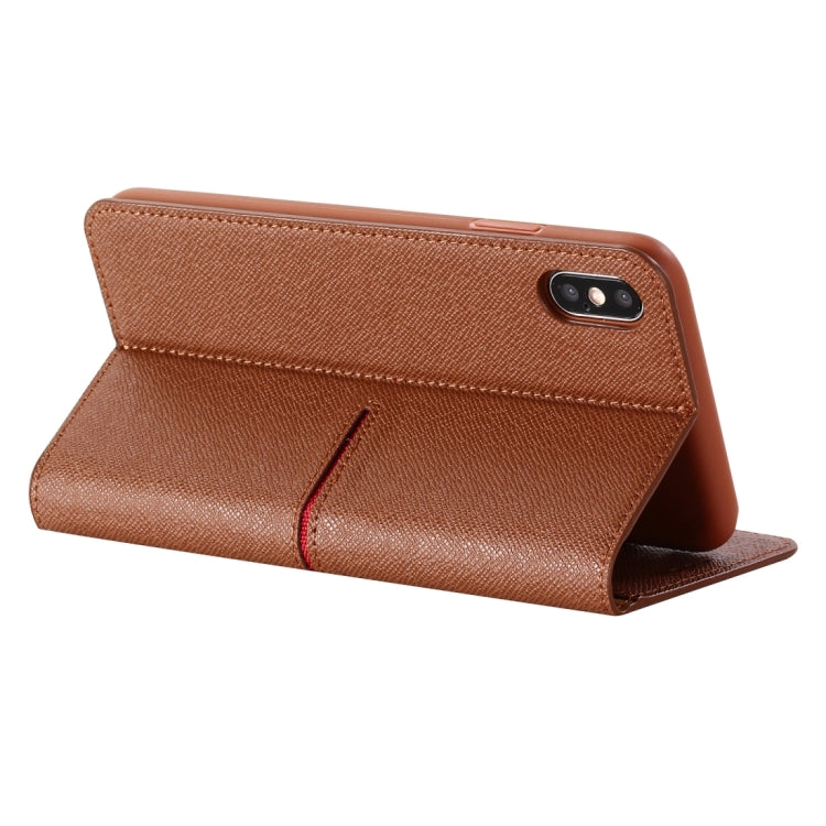 For iPhone XS / X GEBEI Top-grain Leather Horizontal Flip Protective Case with Holder & Card Slots & Wallet & Photo Frame(Brown) - More iPhone Cases by GEBEI | Online Shopping UK | buy2fix