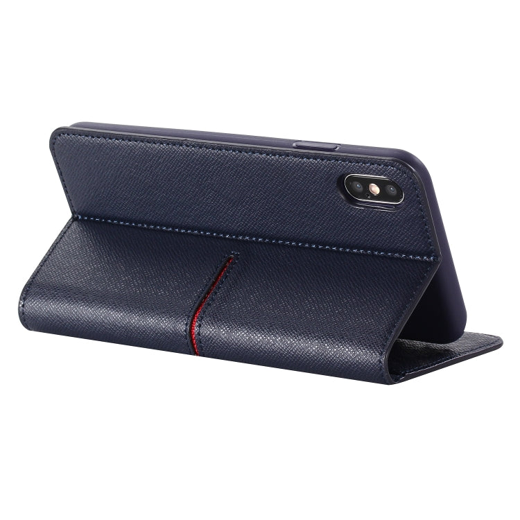 For iPhone XS Max GEBEI Top-grain Leather Horizontal Flip Protective Case with Holder & Card Slots & Wallet & Photo Frame(Blue) - More iPhone Cases by GEBEI | Online Shopping UK | buy2fix