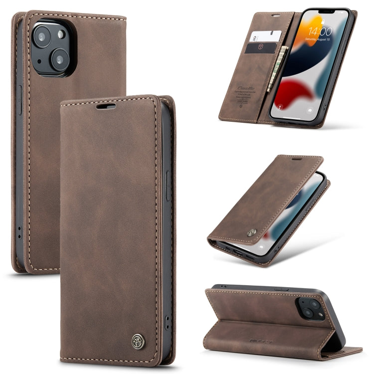 For iPhone 13 CaseMe-013 Multifunctional Retro Frosted Horizontal Flip Leather Case with Card Slot & Holder & Wallet(Coffee) - Apple Accessories by CaseMe | Online Shopping UK | buy2fix