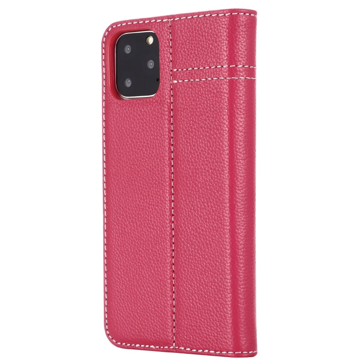 For iPhone 11 Pro GEBEI Top-grain Leather Horizontal Flip Protective Case with Holder & Card Slots(Rose Red) - iPhone 11 Pro Cases by GEBEI | Online Shopping UK | buy2fix