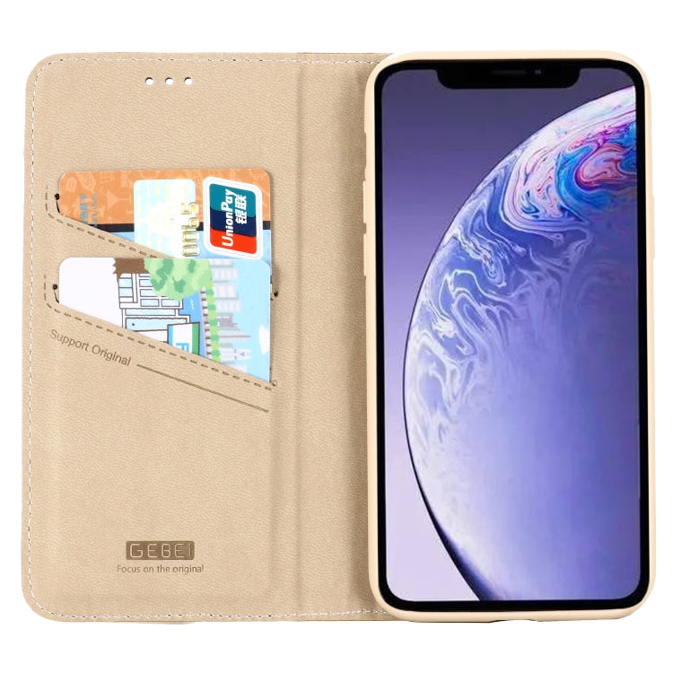 For iPhone 11 Pro Max GEBEI Top-grain Leather Horizontal Flip Protective Case with Holder & Card Slots(Khaki) - iPhone 11 Pro Max Cases by GEBEI | Online Shopping UK | buy2fix