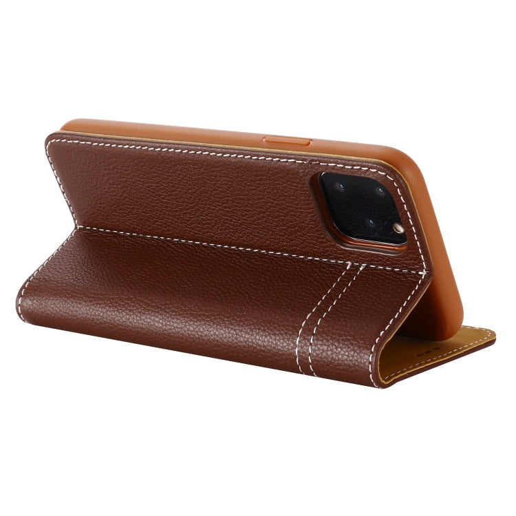 For iPhone 11 Pro Max GEBEI Top-grain Leather Horizontal Flip Protective Case with Holder & Card Slots(Brown) - iPhone 11 Pro Max Cases by GEBEI | Online Shopping UK | buy2fix