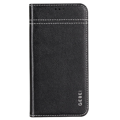 For iPhone XS / X GEBEI Top-grain Leather Horizontal Flip Protective Case with Holder & Card Slots(Black) - More iPhone Cases by GEBEI | Online Shopping UK | buy2fix