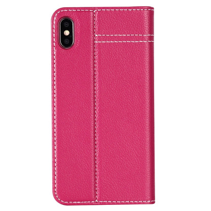 For iPhone XS Max GEBEI Top-grain Leather Horizontal Flip Protective Case with Holder & Card Slots(Rose Red) - More iPhone Cases by GEBEI | Online Shopping UK | buy2fix