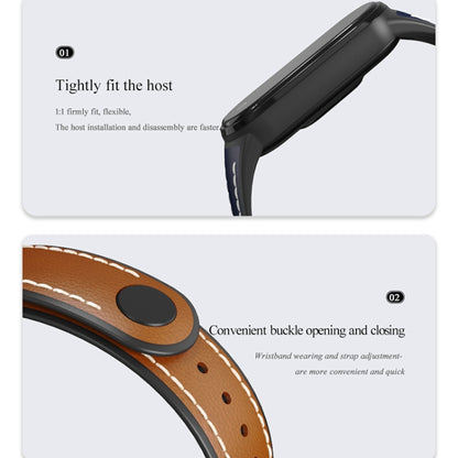 For Xiaomi Mi Band 5/6/7 MIJOBS TPU + Leather Watch Band(Black+White) - Watch Bands by MIJOBS | Online Shopping UK | buy2fix