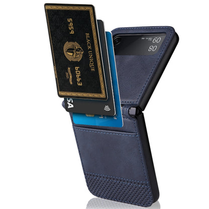 For Samsung Galaxy Z Flip3 5G Retro Crazy Horse Texture Leather Case with Card Slots(Blue) - Samsung Accessories by buy2fix | Online Shopping UK | buy2fix