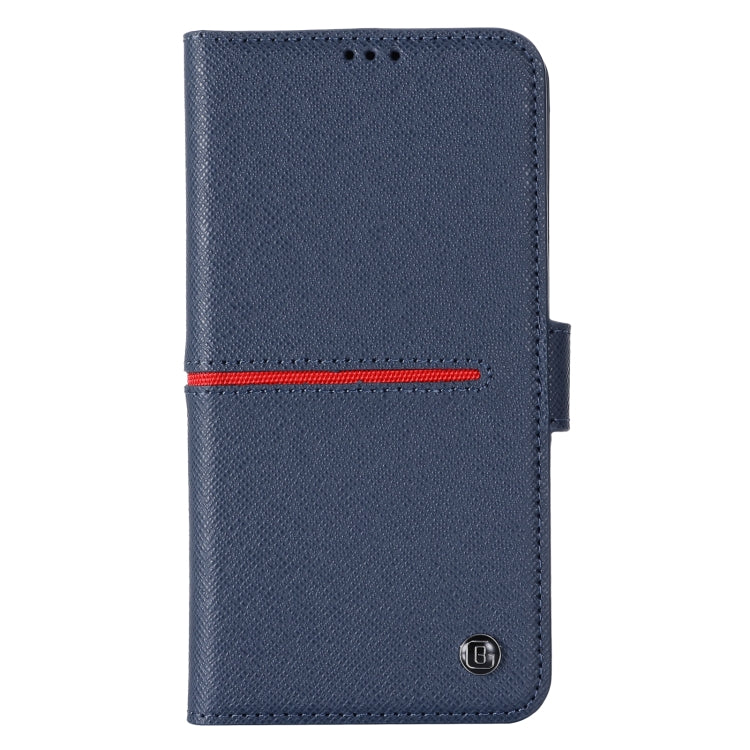 For iPhone 13 GEBEI Top-grain Leather Horizontal Flip Protective Case with Holder & Card Slots & Wallet & Photo Frame(Blue) - iPhone 13 Cases by GEBEI | Online Shopping UK | buy2fix