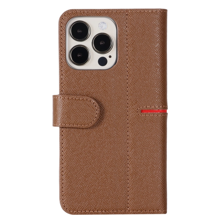 For iPhone 13 Pro GEBEI Top-grain Leather Horizontal Flip Protective Case with Holder & Card Slots & Wallet & Photo Frame (Brown) - iPhone 13 Pro Cases by GEBEI | Online Shopping UK | buy2fix