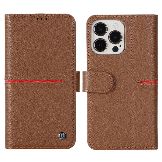 For iPhone 13 Pro Max GEBEI Top-grain Leather Horizontal Flip Protective Case with Holder & Card Slots & Wallet & Photo Frame (Brown) - iPhone 13 Pro Max Cases by GEBEI | Online Shopping UK | buy2fix