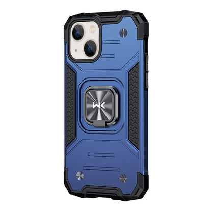 For iPhone 13 WK WTP-012 Military Series Shockproof PC + TPU + Metal Phone Case with Ring Holder(Blue) - iPhone 13 Cases by WK | Online Shopping UK | buy2fix