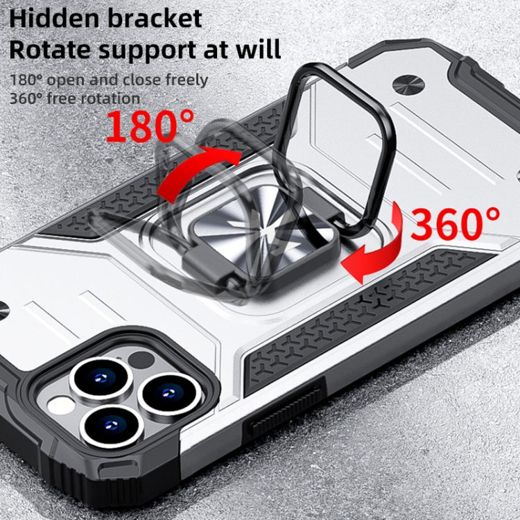 For iPhone 13 WK WTP-012 Shockproof PC + TPU + Metal Phone Case with Ring Holder(Silver) - iPhone 13 Cases by WK | Online Shopping UK | buy2fix