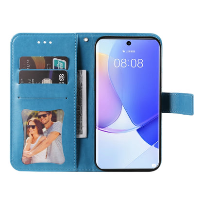 For Huawei nova 9 / Honor 50 7-petal Flowers Embossed Flip Leather Phone Case with Holder & Card Slots(Blue) - Mobile Accessories by buy2fix | Online Shopping UK | buy2fix