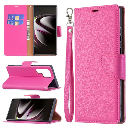 For Samsung Galaxy S22 Ultra 5G Litchi Texture Pure Color Horizontal Flip Leather Phone Case with Holder & Card Slots & Wallet & Lanyard(Rose Red) - Samsung Accessories by buy2fix | Online Shopping UK | buy2fix