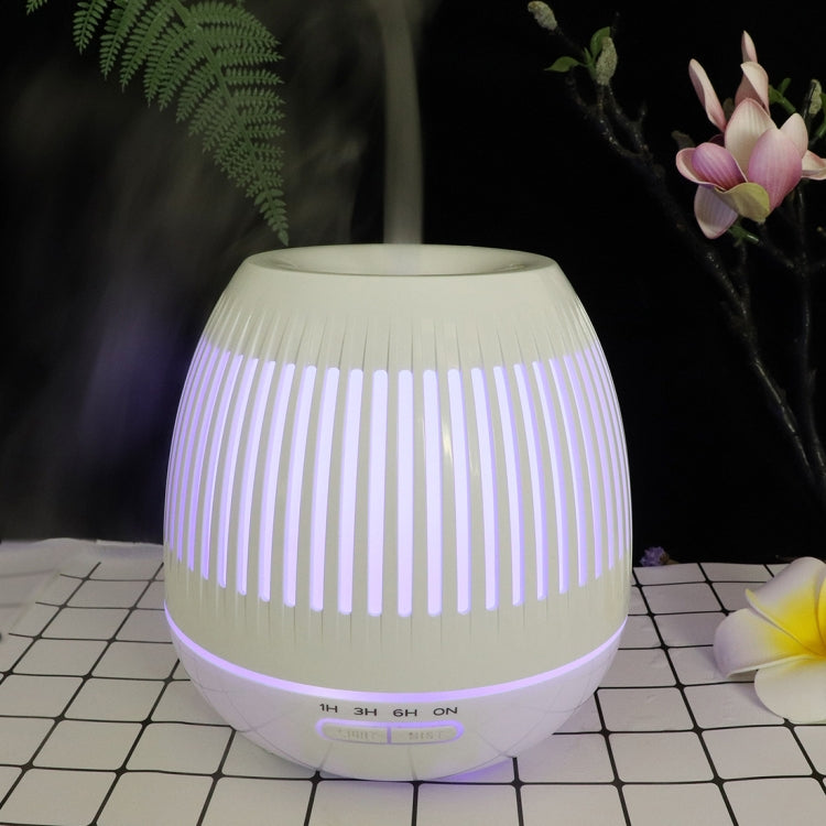 400ml Hollow-out LED Humidifier Wood Grain Air Purifier Aromatherapy Machine Automatic Alcohol Sprayer with Colorful LED Light, Plug Specification:US Plug(White) - Home & Garden by buy2fix | Online Shopping UK | buy2fix