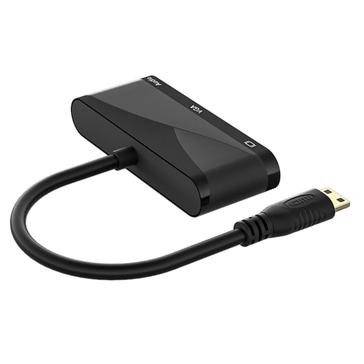 h114 3 in 1 Mini HDMI to HDMI + VGA + 3.5 Audio Converter Cable(Black) - Computer & Networking by buy2fix | Online Shopping UK | buy2fix