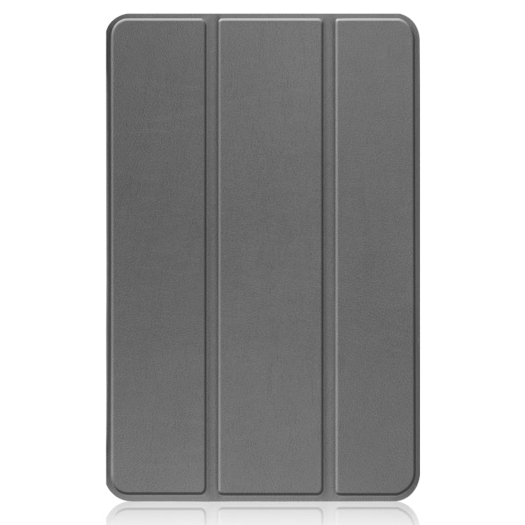 For Nokia T20 Three-folding Holder Custer Texture Leather Tablet Case(Grey) - Mobile Accessories by buy2fix | Online Shopping UK | buy2fix