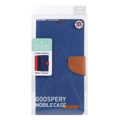 For Samsung Galaxy S22 Ultra 5G GOOSPERY CANVAS DIARY Canvas Texture Leather Phone Case(Blue) - Galaxy S22 Ultra 5G Cases by GOOSPERY | Online Shopping UK | buy2fix