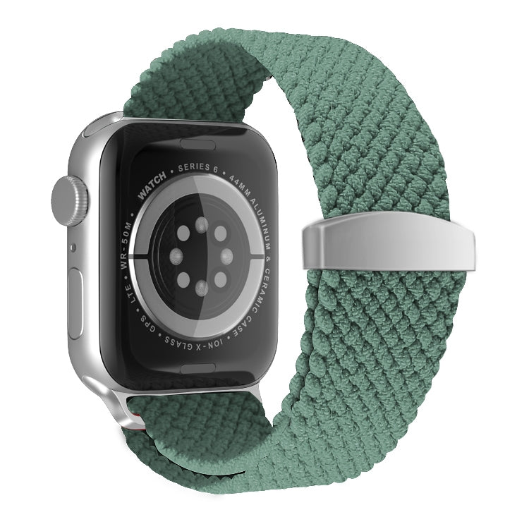 Nylon Braid Watch Band For Apple Watch Ultra 49mm&Watch Ultra 2 49mm / Series 9&8&7 45mm / SE 3&SE 2&6&SE&5&4 44mm / 3&2&1 42mm(Dark Olive Green) - Watch Bands by buy2fix | Online Shopping UK | buy2fix