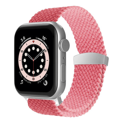 Nylon Braid Watch Band For Apple Watch Ultra 49mm&Watch Ultra 2 49mm / Series 9&8&7 45mm / SE 3&SE 2&6&SE&5&4 44mm / 3&2&1 42mm(Pink) - Watch Bands by buy2fix | Online Shopping UK | buy2fix