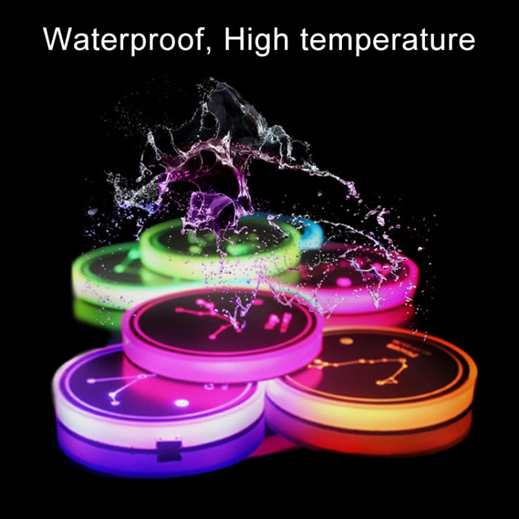 2 PCS Car Constellation Series AcrylicColorful USB Charger Water Cup Groove LED Atmosphere Light(Aquarius) - In Car by buy2fix | Online Shopping UK | buy2fix