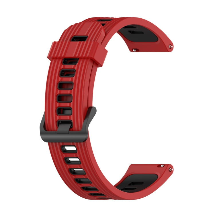 For Huawei Watch GT 3 46mm 22mm Two-color Stripe Silicone Watch Band(Red Black) - Watch Bands by buy2fix | Online Shopping UK | buy2fix