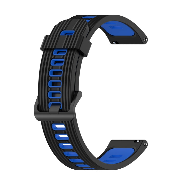 For Samsung Galaxy Watch4/Active2 20mm Two-color Stripe Silicone Watch Band(Black Blue) - Watch Bands by buy2fix | Online Shopping UK | buy2fix