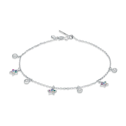 S925 Sterling Silver Star Colored Zircon Bracelet Women Jewelry - Bracelets by buy2fix | Online Shopping UK | buy2fix