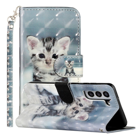 For Samsung Galaxy S22 5G 3D Pattern Horizontal Flip PU Leather Phone Case(Cat) - Galaxy S22 5G Cases by buy2fix | Online Shopping UK | buy2fix