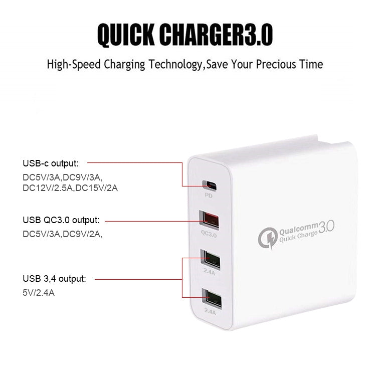 A3 PD 18W USB-C / Type-C + QC3.0 USB + Dual USB Interface Travel Charger - Apple Accessories by buy2fix | Online Shopping UK | buy2fix