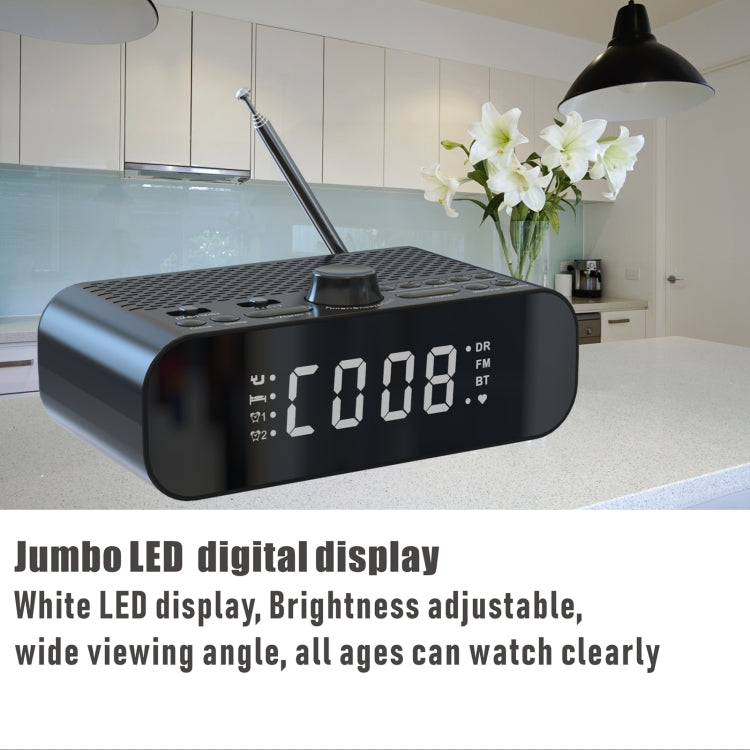 DAB-A5 LED Display Bedside DAB/FM Clock Radio with Bluetooth Speaker, EU Version(Black) - Consumer Electronics by buy2fix | Online Shopping UK | buy2fix