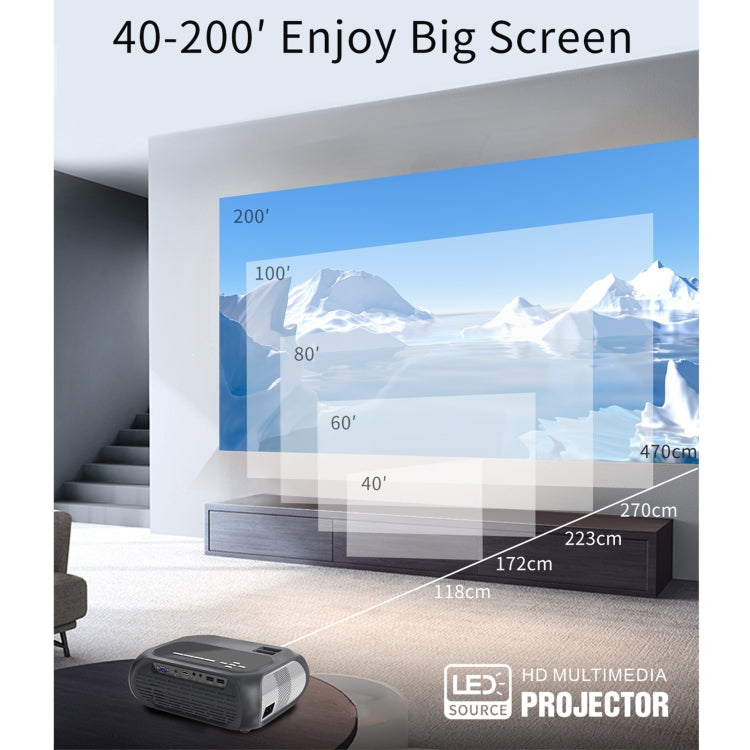 T7i 720P 200 ANSI Home Theater LED HD Digital Projector, Same Screen Version, EU Plug(Silver Grey) - Consumer Electronics by buy2fix | Online Shopping UK | buy2fix