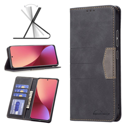 For Xiaomi 12 Magnetic Splicing Leather Phone Case(Black) - Xiaomi Accessories by buy2fix | Online Shopping UK | buy2fix