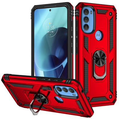 For Motorola Moto G71 5G Shockproof TPU + PC Phone Case with Holder(Red) - Motorola Cases by buy2fix | Online Shopping UK | buy2fix