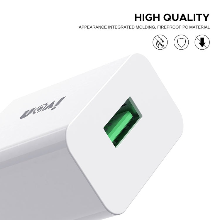 IVON AD-35 2 in 1 18W QC3.0 USB Port Travel Charger + 1m USB to Micro USB Data Cable Set, US Plug(White) - Mobile Accessories by IVON | Online Shopping UK | buy2fix