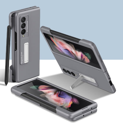 For Samsung Galaxy Z Fold3 5G GKK Ultra-thin PC Phone Flip Case with Holder & Side Pen Slot(Grey) - Galaxy Phone Cases by GKK | Online Shopping UK | buy2fix