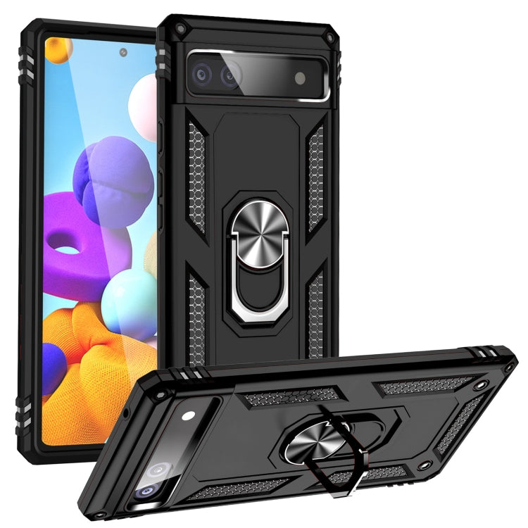 For Google Pixel 6A Shockproof TPU + PC Protective Case with 360 Degree Rotating Holder(Black) - Google Cases by buy2fix | Online Shopping UK | buy2fix