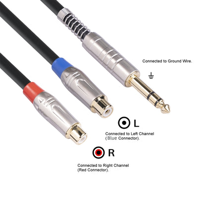 TC030YTR048-03 6.35mm Male to Dual RCA Female Bifurcated Audio Cable, Length: 30cm - Aux Cable by buy2fix | Online Shopping UK | buy2fix