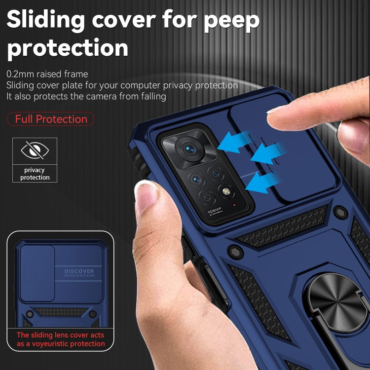 For Xiaomi Redmi Note 11 Pro Global Sliding Camshield Holder Phone Case(Blue) - Redmi Note 11 Pro Case by buy2fix | Online Shopping UK | buy2fix