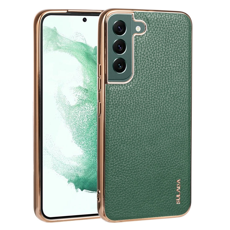 For Samsung Galaxy S22+ 5G SULADA Shockproof TPU + Handmade Leather Phone Case(Green) - Galaxy S22+ 5G Cases by SULADA | Online Shopping UK | buy2fix