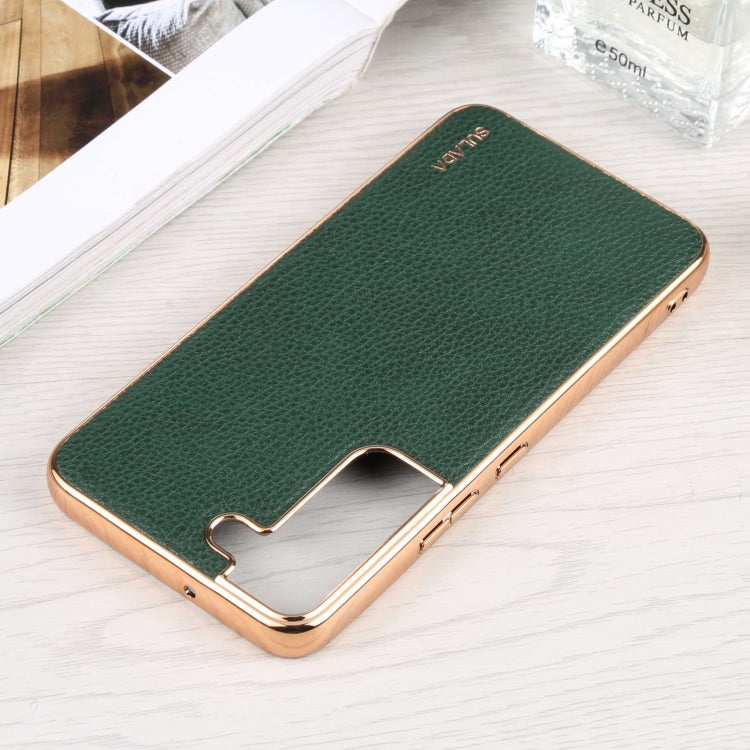 For Samsung Galaxy S22+ 5G SULADA Shockproof TPU + Handmade Leather Phone Case(Green) - Galaxy S22+ 5G Cases by SULADA | Online Shopping UK | buy2fix