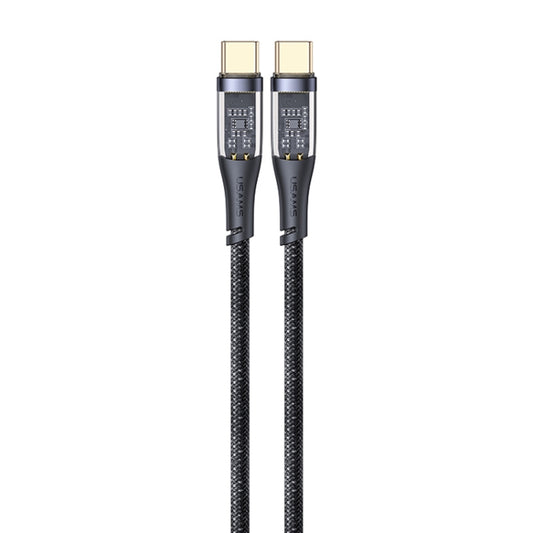 USAMS US-SJ574 Type-C / USB-C to Type-C / USB-C PD 100W Aluminum Alloy Transparent Charging Cata Cable, Length: 1.2m(Black) -  by USAMS | Online Shopping UK | buy2fix