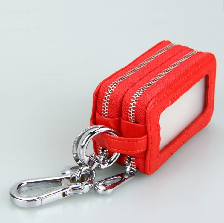 9075 Universal Crocodile Texture Genuine Leather Double Zipper Car Key Case(Red) - In Car by buy2fix | Online Shopping UK | buy2fix