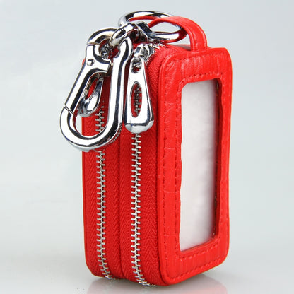 9075 Universal Crocodile Texture Genuine Leather Double Zipper Car Key Case(Red) - In Car by buy2fix | Online Shopping UK | buy2fix